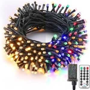 33ft 100 LED Warm White & Multicolor Color Changing Christmas Lights with Remote for Christmas Tree Garden Patio Decor