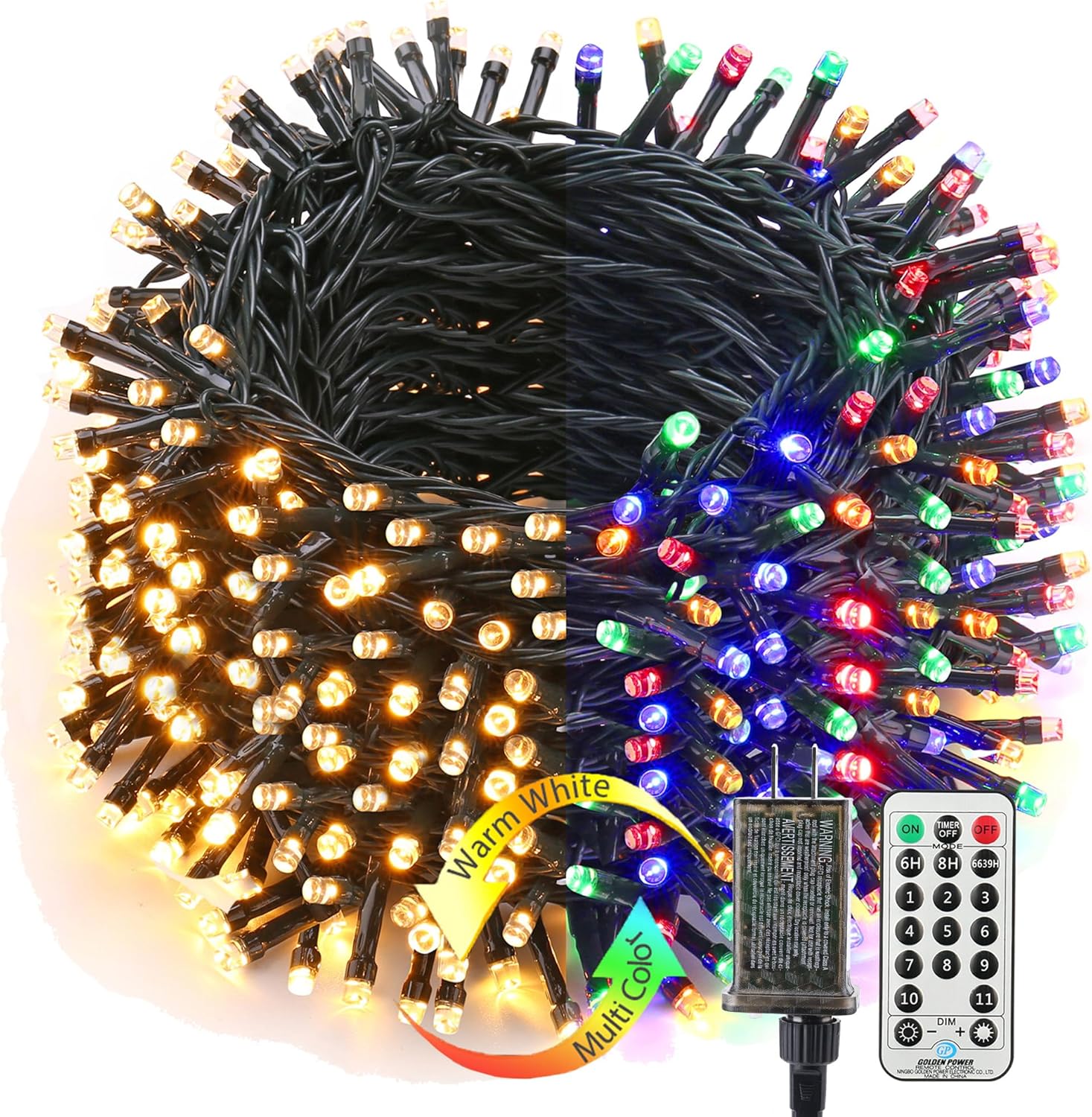 279ft 800 LED Warm White & Multicolor Color Changing Christmas Lights with Remote for Christmas Tree Garden Patio Decor