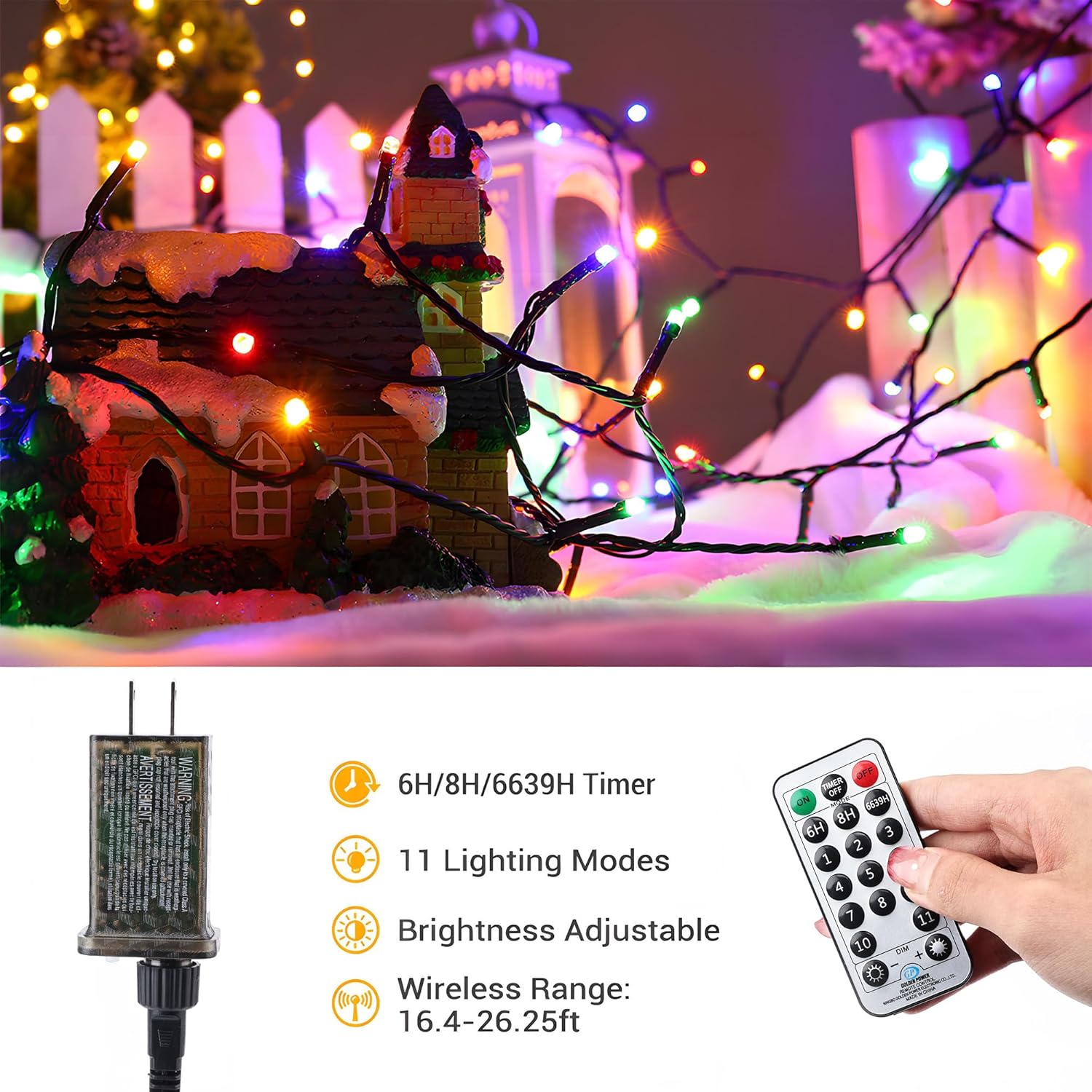 115ft 300 LED Cool White & Multicolor Color Changing Christmas Lights with Remote for Christmas Tree Garden Patio Decor - Image 5