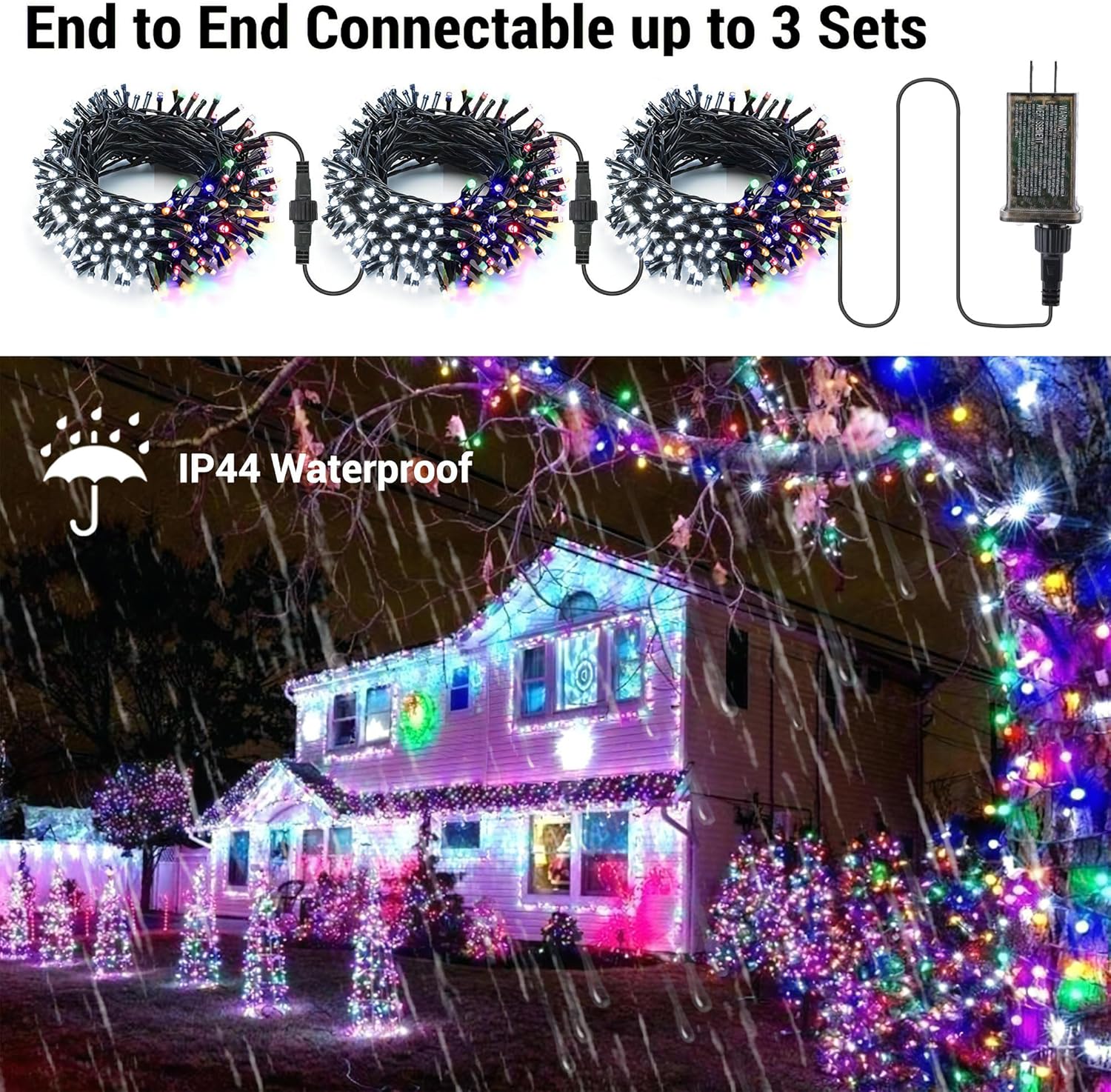 115ft 300 LED Cool White & Multicolor Color Changing Christmas Lights with Remote for Christmas Tree Garden Patio Decor - Image 8