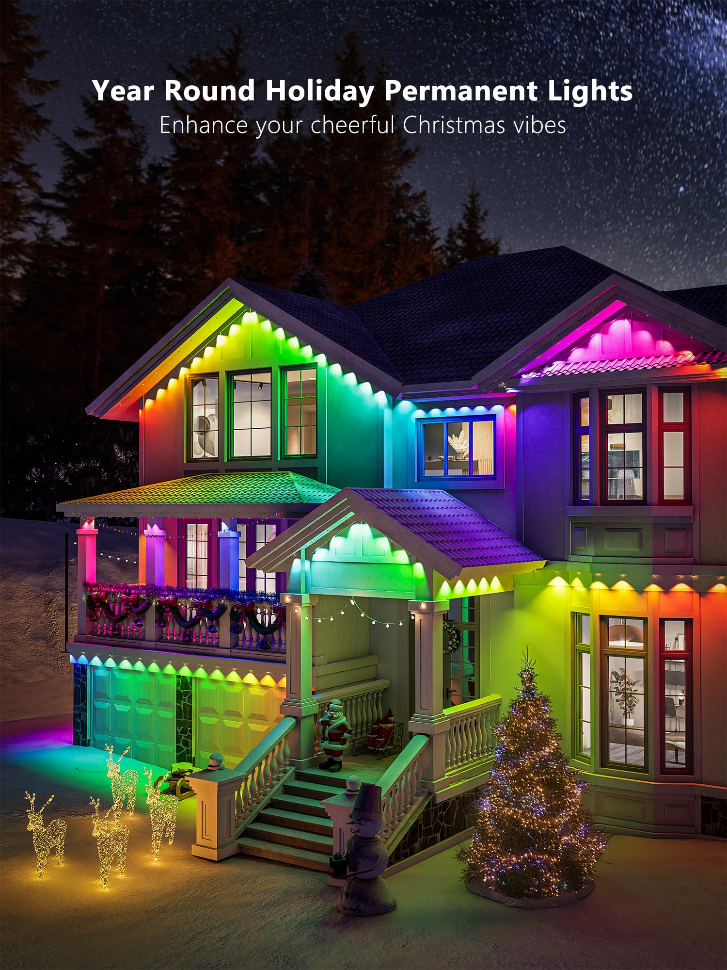 Brizled Essential Smart Permanent Lights, 150ft 90 LED RGB Permanent Outdoor Lights Work with Alexa & Google, APP Control Smart Christmas Light IP67 Waterproof Outdoor Eave Light for Xmas Halloween - Image 6