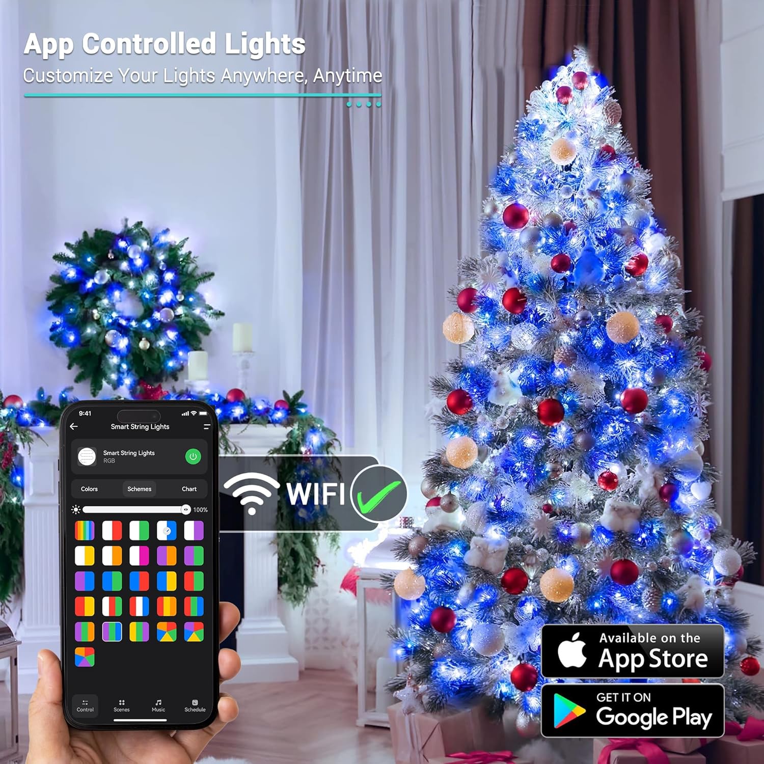 600 LED Smart WiFi RGB Color Changing Christmas Fairy Lights App Controlled Clear Wire Work with Alexa & Google Home - Image 5