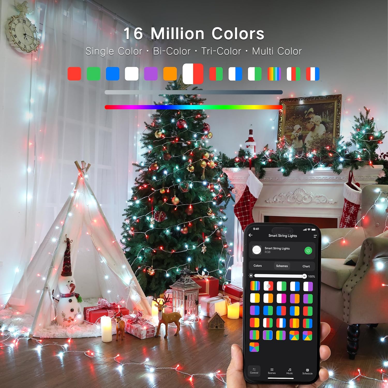 600 LED Smart WiFi RGB Color Changing Christmas Fairy Lights App Controlled Clear Wire Work with Alexa & Google Home - Image 3