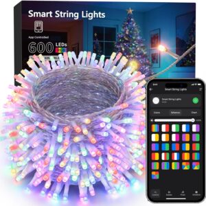 600 LED Smart WiFi RGB Color Changing Christmas Fairy Lights App Controlled Clear Wire Work with Alexa & Google Home