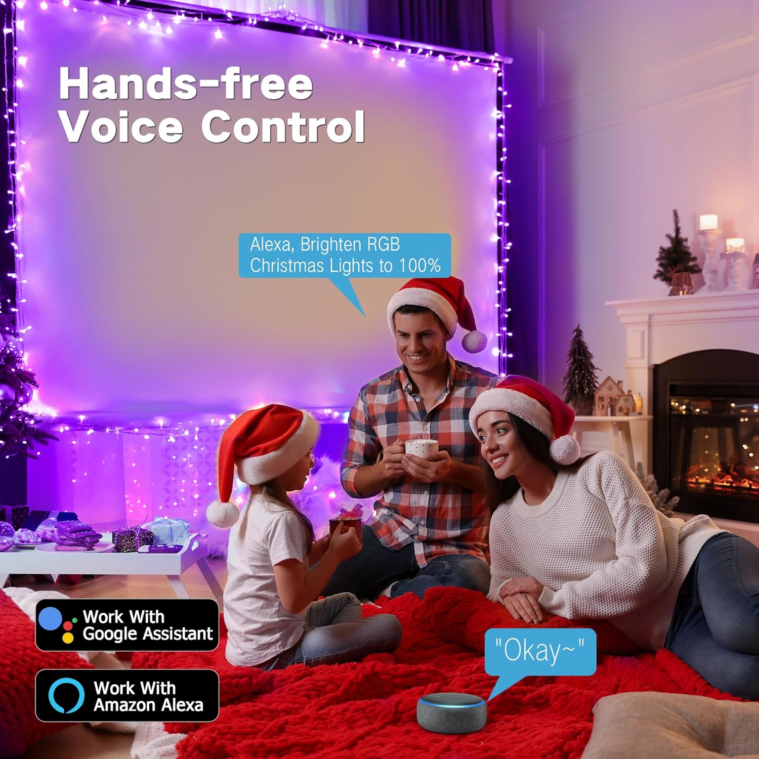 600 LED Smart WiFi RGB Color Changing Christmas Fairy Lights App Controlled Clear Wire Work with Alexa & Google Home - Image 2